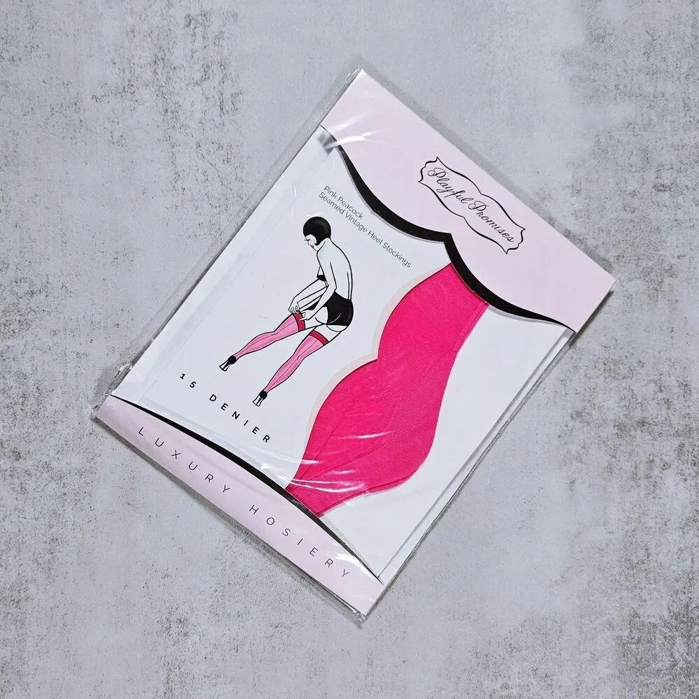 Playful Promises Sheer Classic Seamed Stockings, Hot Pink, Size XL